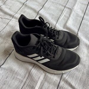 adidas Black Athletic Sneakers with White Stripes (Women's)